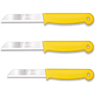 Solingen 3 delige keukenmessen set met 2 schilmessen en 1 tomatenmes 15 cm en 18 cm geel