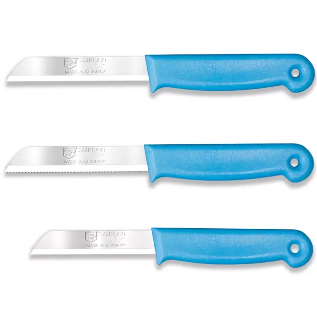 Solingen 3 delige keukenmessen set met 2 schilmessen en 1 tomatenmes 15 cm en 18 cm turquoise