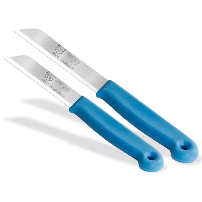 Solingen 3 delige keukenmessen set met 2 schilmessen en 1 tomatenmes 15 cm en 18 cm turquoise