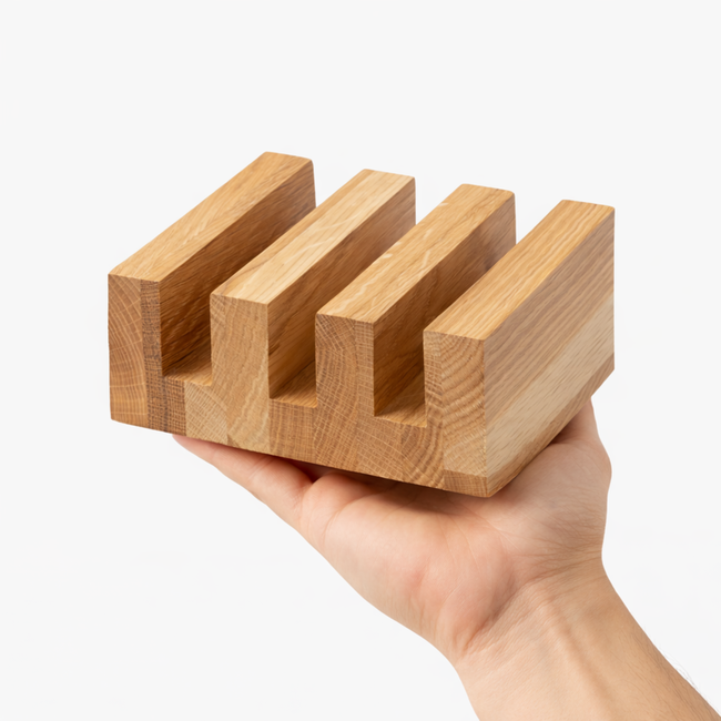 HOCHO CutX Snijplankhouder – Eikenhout – 115x146x60 mm – Hard Wax Afwerking