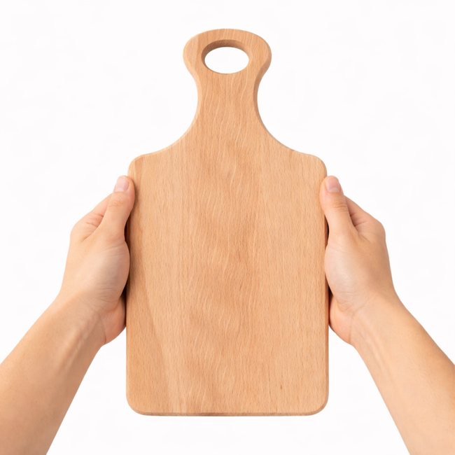 HOCHO Snijplank met Handvat – Beukenhout – 345x170x15 mm – Perfect voor Snijden en Serveren