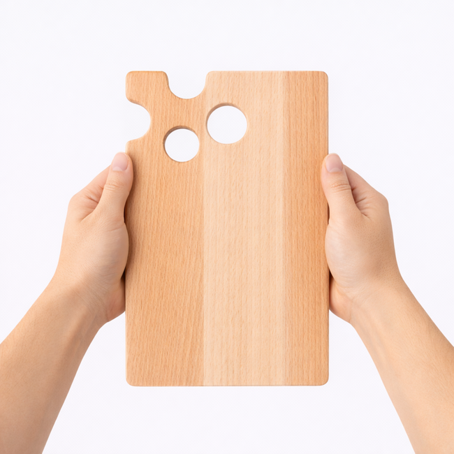 HOCHO Snij- en Serveerplank Kaasvorm – Beukenhout – 240x150x9 mm