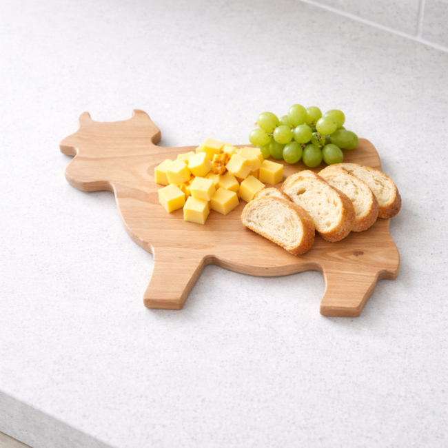 HOCHO Snij- en Serveerplank Koevorm – Beukenhout – 300x200x9 mm