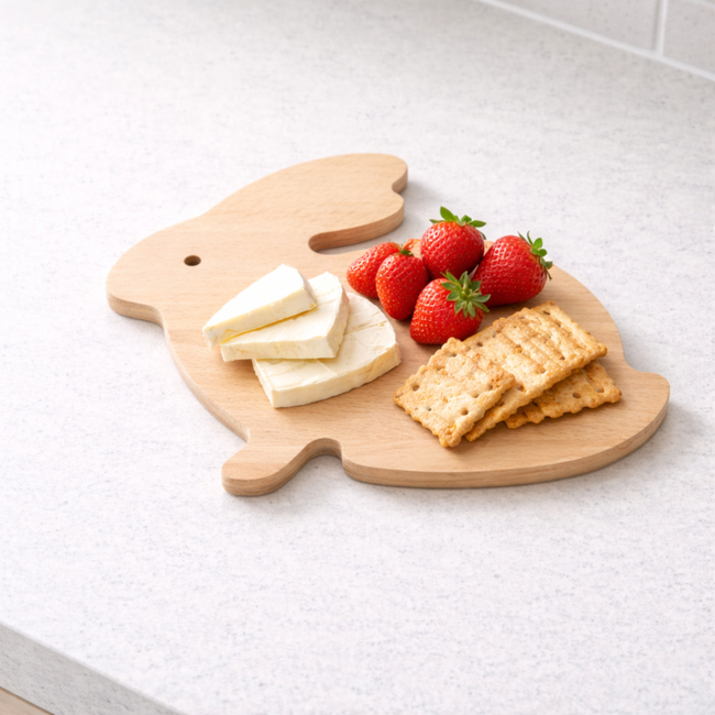 HOCHO Snij- en Serveerplank Konijnvorm – Beukenhout – 250x210x9 mm