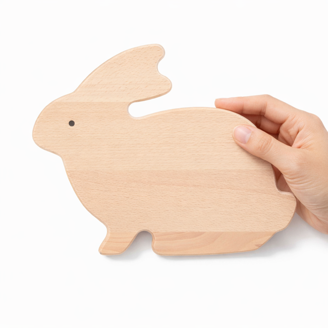 HOCHO Snij- en Serveerplank Konijnvorm – Beukenhout – 250x210x9 mm