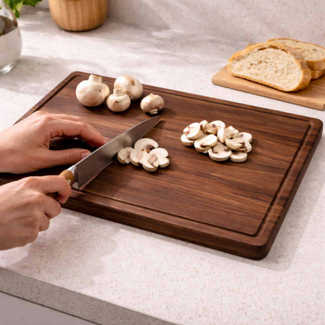 HOCHO Snijplank met Sapgeul – Amerikaans Walnoot Hout – 430x280x19 mm