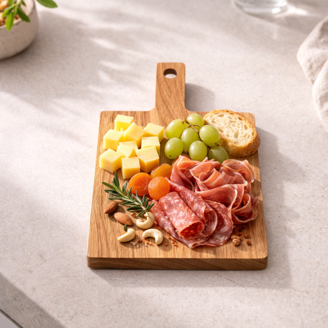 HOCHO Snijplank met Handvat – Eikenhout – 250x130x9 mm – Hard Wax – Serie Hardo