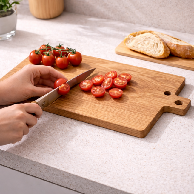 HOCHO Snijplank met Handvat – Eikenhout – 480x200x20 mm – Hard Wax – Serie Hardo