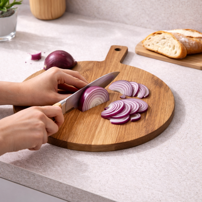 HOCHO Snijplank met Handvat – Eikenhout – 395x290x20 mm – Hard Wax – Serie Hardo