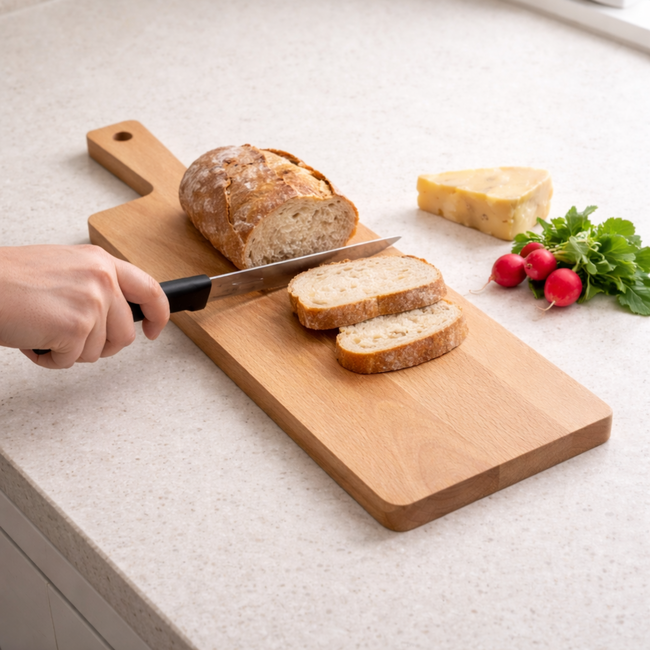 HOCHO Snijplank met Handvat – Beukenhout – 340x150x9 mm – Serie Mizo