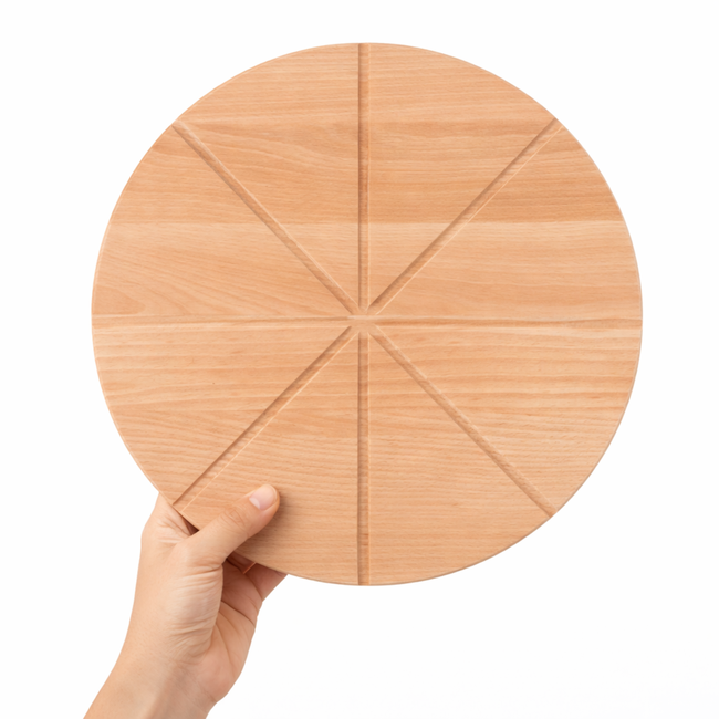 HOCHO Ronde Pizzaplank – Beukenhout – Ø 350x20 mm – Perfect voor Snijden en Serveren