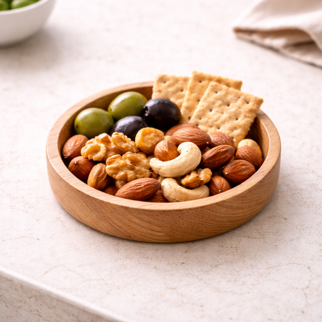 HOCHO Eikenhouten Snack Kom Middel – Ø 150x30 mm – Hard Wax Afwerking