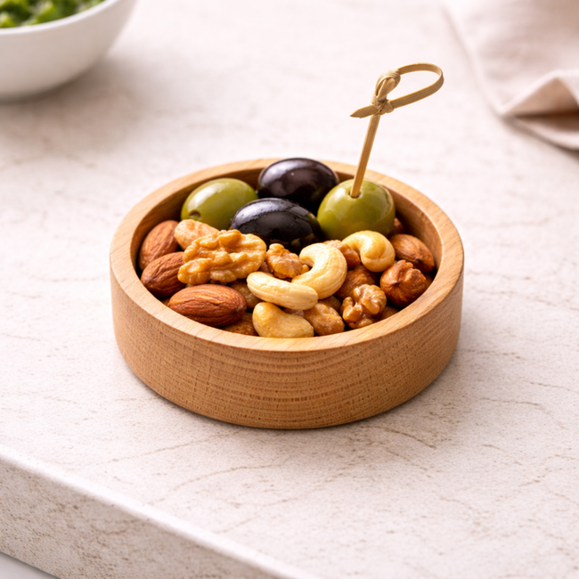 HOCHO Eikenhouten Snack Kom – Ø 102x40 mm – Hard Wax Afwerking