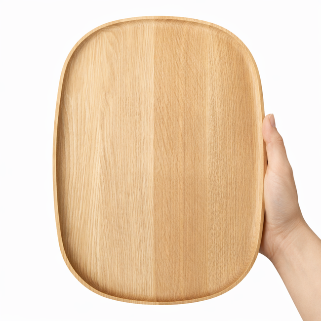 HOCHO Eiken Houten Dienblad – 400x300x20 mm – Hardwax Bescherming – Met Silicone Voetjes