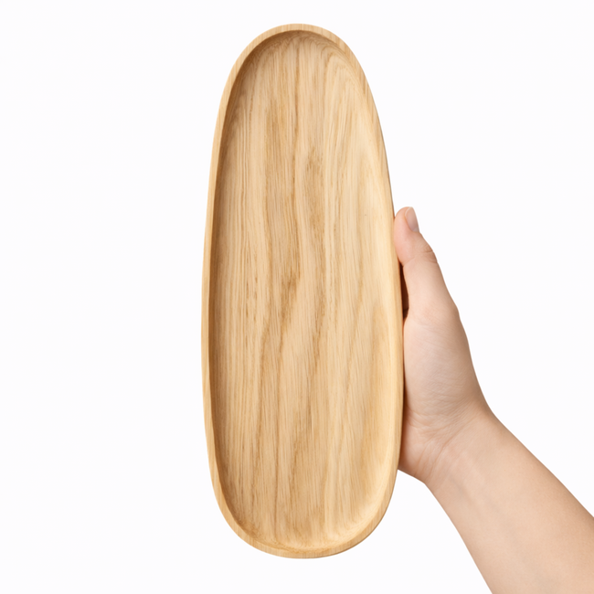 HOCHO Eiken Houten Dienblad – 350x140x15 mm – Hardwax Bescherming – Met Silicone Voetjes
