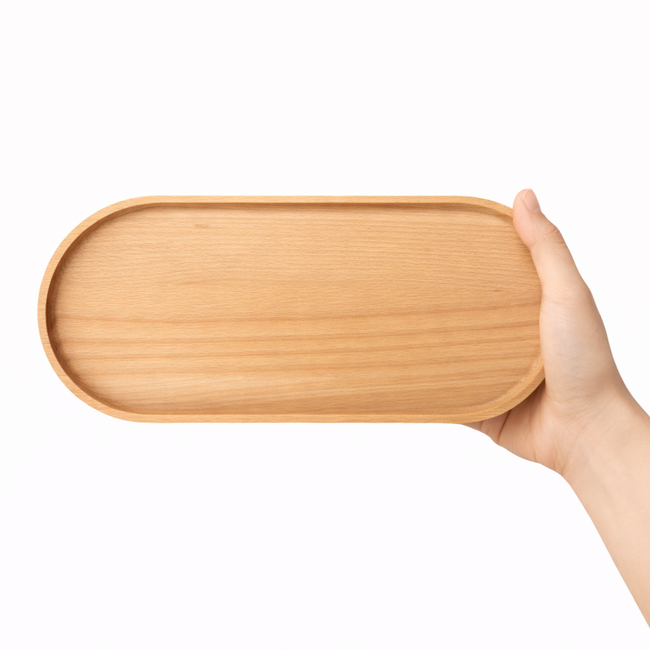 HOCHO Beuken Houten Dienblad – 350x150x15 mm – Hardwax Bescherming – Met Silicone Voetjes