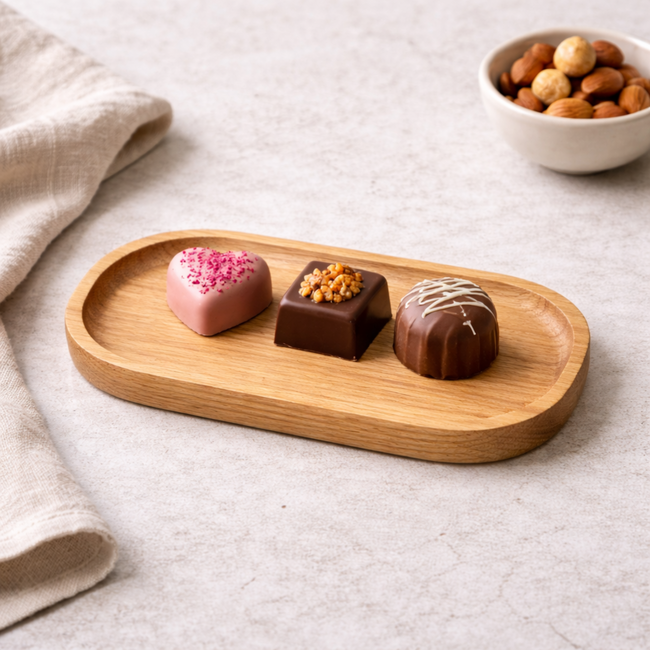 HOCHO Eiken Houten Dienblad – 200x100x15 mm – Hardwax Bescherming – Met Silicone Voetjes