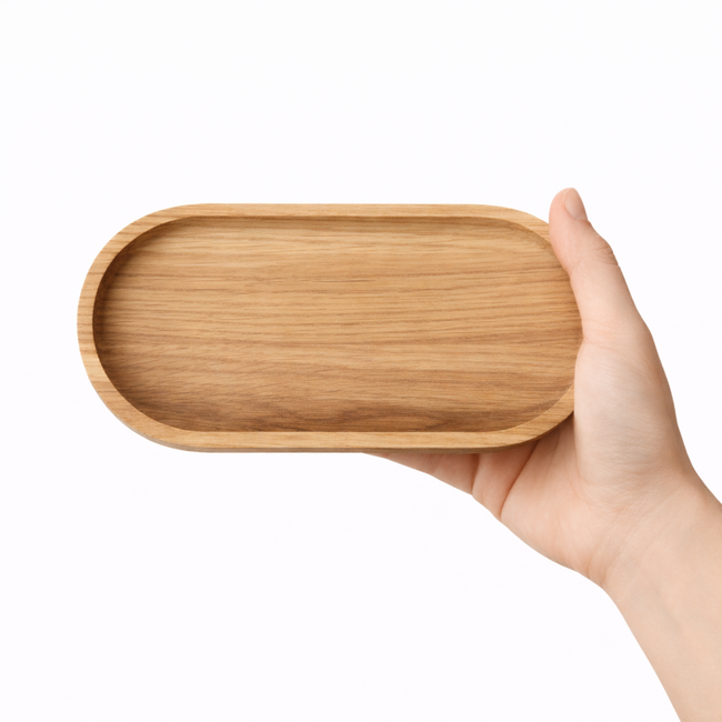 HOCHO Eiken Houten Dienblad – 200x100x15 mm – Hardwax Bescherming – Met Silicone Voetjes
