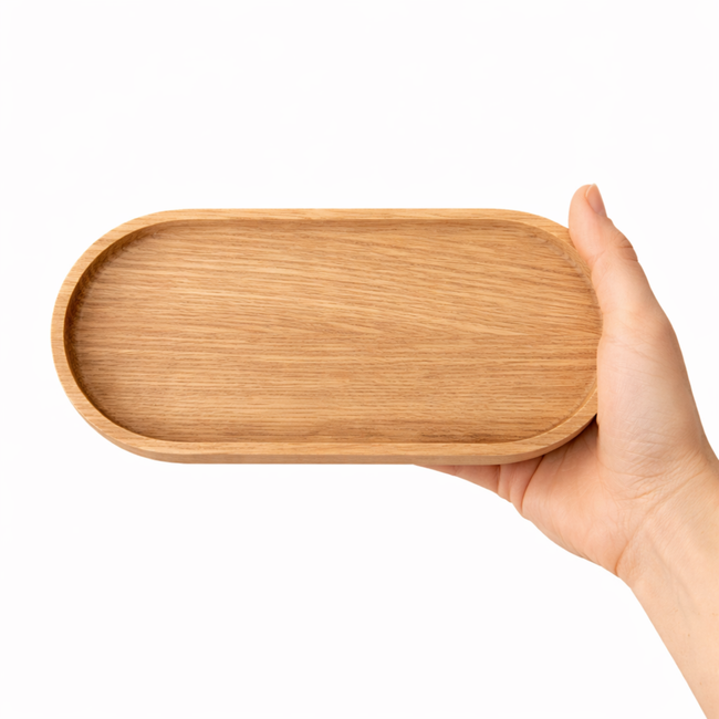 HOCHO Eiken Houten Dienblad – 250x120x15 mm – Hardwax Bescherming – Met Silicone Voetjes