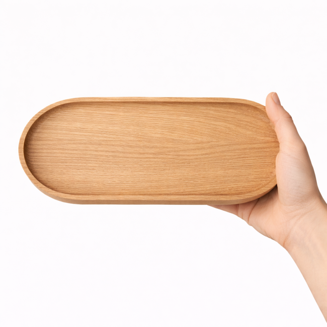 HOCHO Eiken Houten Dienblad – 350x150x15 mm – Hardwax Bescherming – Met Silicone Voetjes