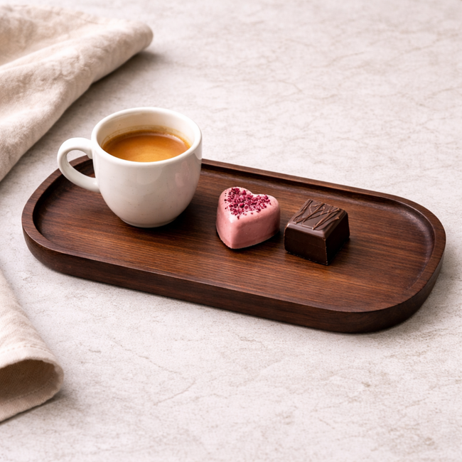 HOCHO Essenhouten Serveer Dienblad – 350x150x15 mm – Hardwax Bescherming – Voor Koffie, Snacks en Decoratie