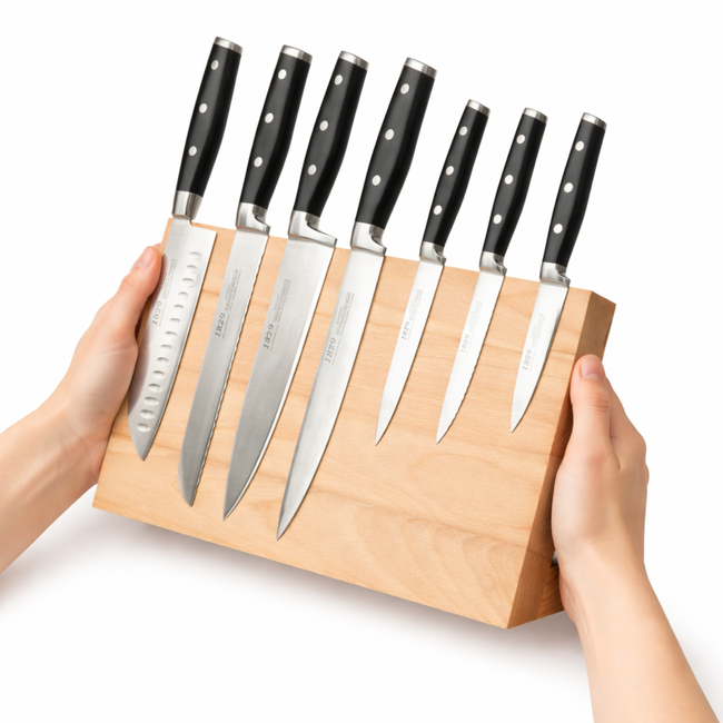 HOCHO Beuken Magnetisch Messenblok – 375x100x210 mm – Voor 7 Messen