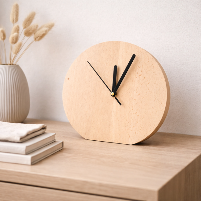 HOCHO Massief Beukenhouten Klok – 230x240x20 mm – Scandinavisch Design