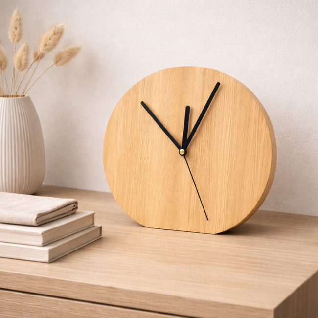 HOCHO Massief Eikenhouten Klok – 230x240x20 mm – Scandinavisch Design