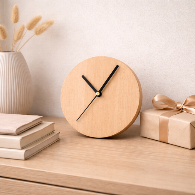 HOCHO Massief Beukenhouten Staande Klok – Ø150x15 mm – Minimalistisch Design