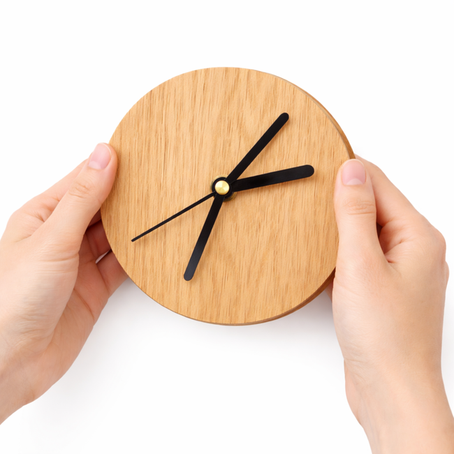 HOCHO Massief Eikenhouten Staande Klok – Ø150x15 mm – Minimalistisch Design