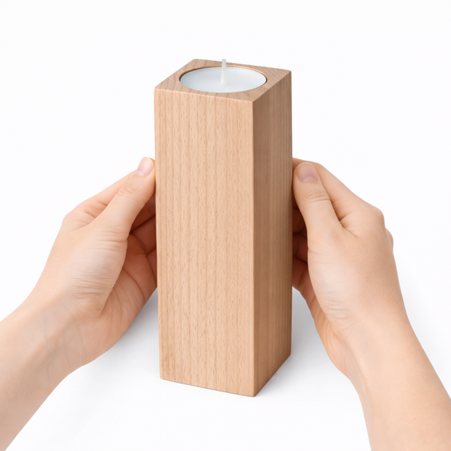 HOCHO Beukenhouten Waxinelichthouder – 50x50x150 mm – Elegant Design
