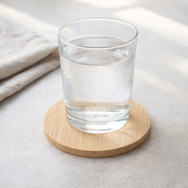 HOCHO Eikenhouten Onderzetter Ø100mm – Duurzaam & Hoogwaardige Afwerking