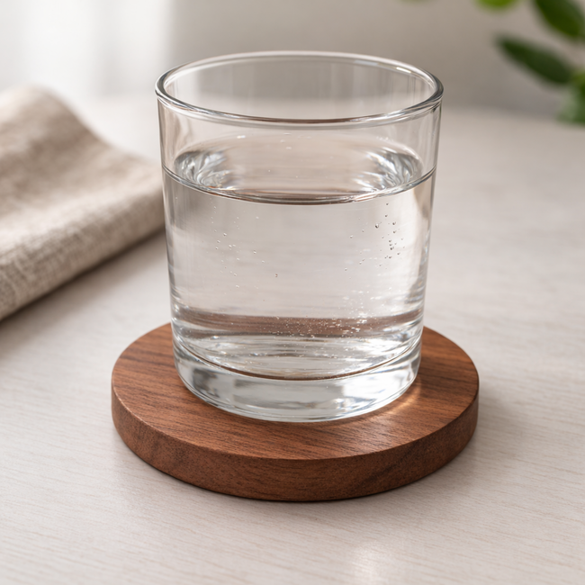 HOCHO Walnoten Houten Onderzetter Ø100mm – Luxe & Duurzaam