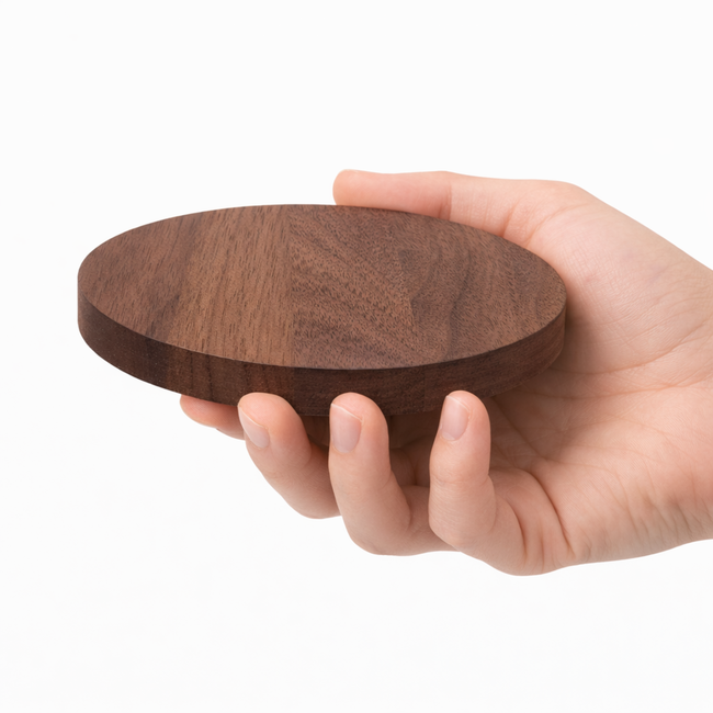 HOCHO Walnoten Houten Onderzetter Ø100mm – Luxe & Duurzaam