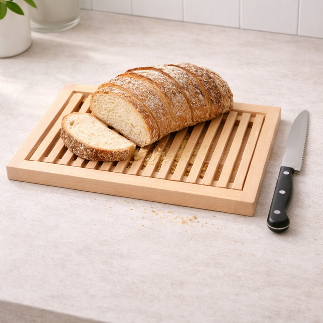 HOCHO Beukenhouten Broodsnijplank 355x250x22 mm – Met Kruimelrooster