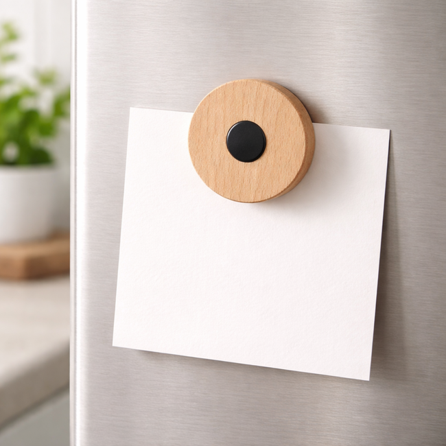 HOCHO Beukenhouten Koelkastmagneet ∅60 mm – Stijlvol en Personaliseerbaar