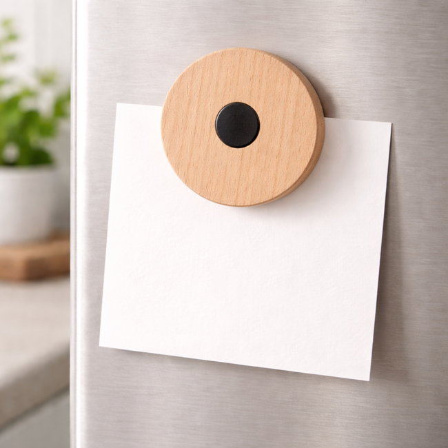 HOCHO Beukenhouten Koelkastmagneet ∅80 mm – Elegant en Personaliseerbaar