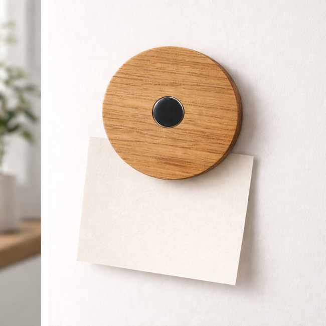 HOCHO Eikenhouten Koelkastmagneet ∅80 mm – Perfect voor Decoratie en Promotie