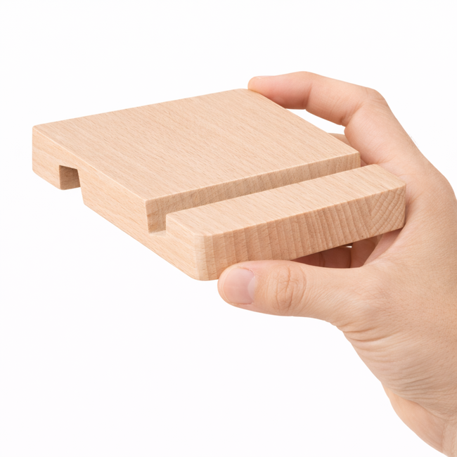 HOCHO Beukenhouten Telefoonstandaard 100x80x15 mm – Stijlvol en Personaliseerbaar