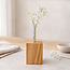 HOCHO Eikenhouten Vaas 55x55x70 mm – Met Glazen Buisje voor Bloemen