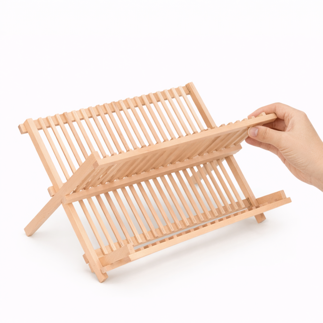 HOCHO Beukenhouten Afdruiprek 420x380 mm – Opvouwbaar en Duurzaam