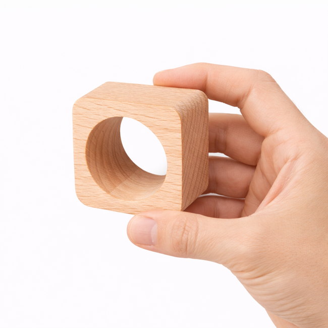 HOCHO Servetring – Vierkant – 50x50x30 mm – Beukenhout Raw – Natuurlijke Tafeldecoratie