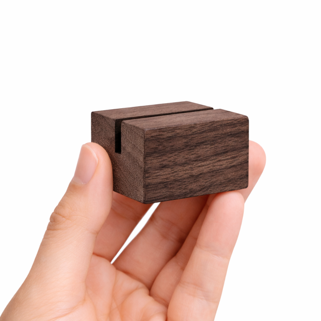 HOCHO Walnotenhouten Mini Kaartenhouder 34 mm – Luxe en Functioneel