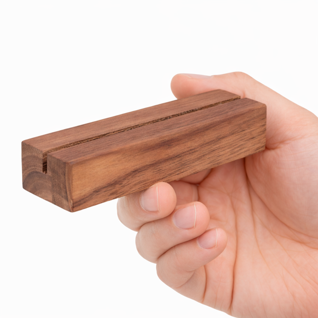 HOCHO Walnoten Houten Kaartenhouder 100x30x20 mm – Elegant & Functioneel