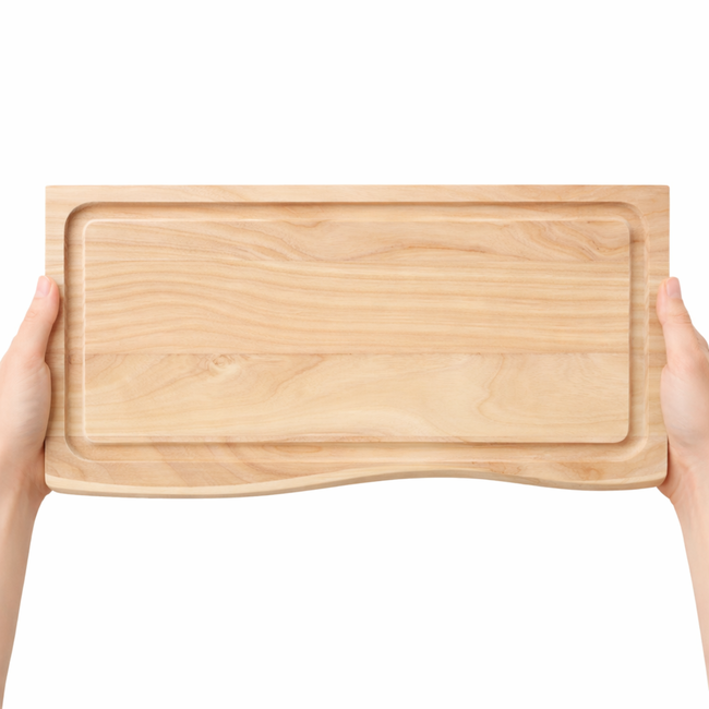 HOCHO Snijplank Fala – Essenhout Raw – 450x250x23 mm – Met Voetjes – Golvende Vorm