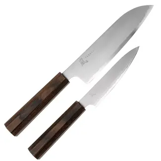 Yaxell Hana – 2-delige Messenset – Santokumes 16,5 cm & Universeelmes 12 cm – Damaststaal – Japanse Topkwaliteit