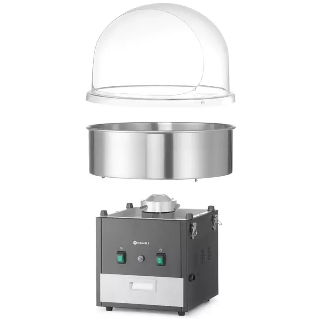 HENDI Suikerspinmachine zwart 1130 W met rvs kom en handige lade