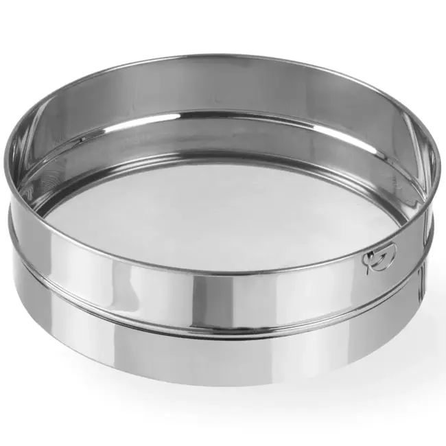 HENDI Ronde bakkerszeef voor paneermeel met ophangoog, diameter van 250 mm en hoogte van 75 mm