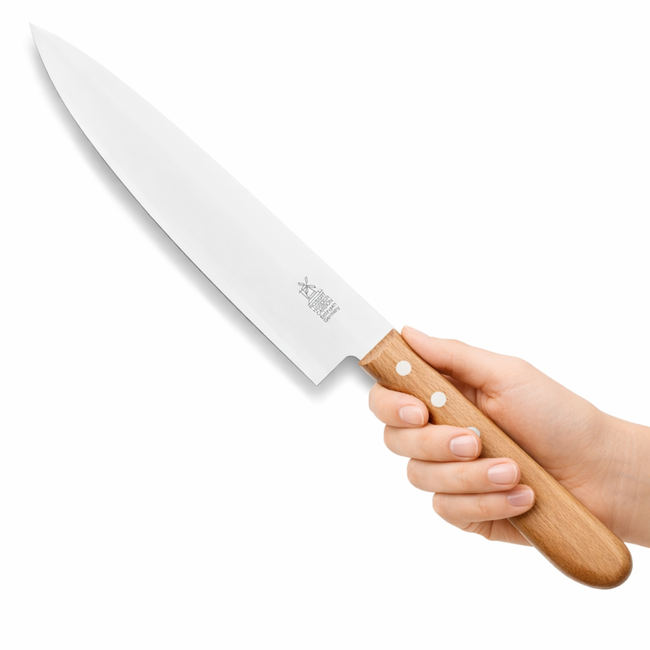 Robert Herder Heritage Koksmes – Carbon – fijn gepolijst – Lemmet 23,5 cm – Heft Beukenhout