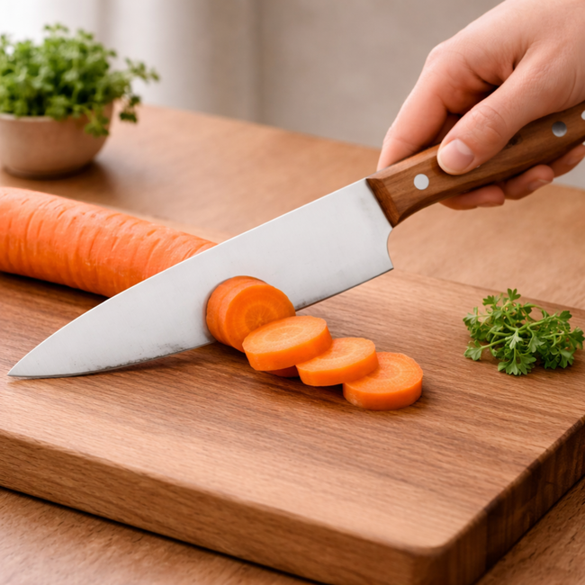 Robert Herder Heritage Koksmes – RVS – blauw gepolijst – Lemmet 23,5 cm – Heft Kersenhout